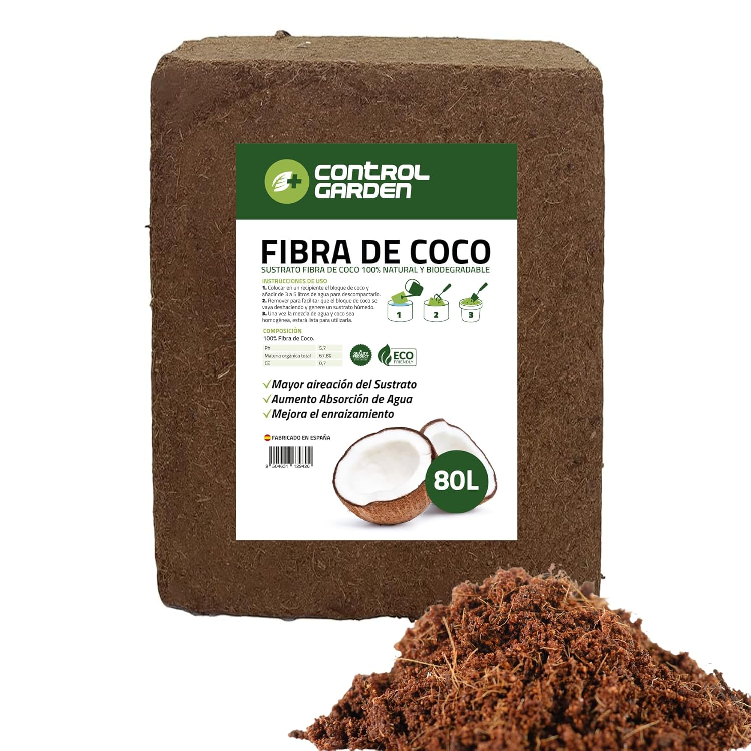 Podłoże z włókna kokosowego 80L · 100% naturalne · Pakiet 5 kg