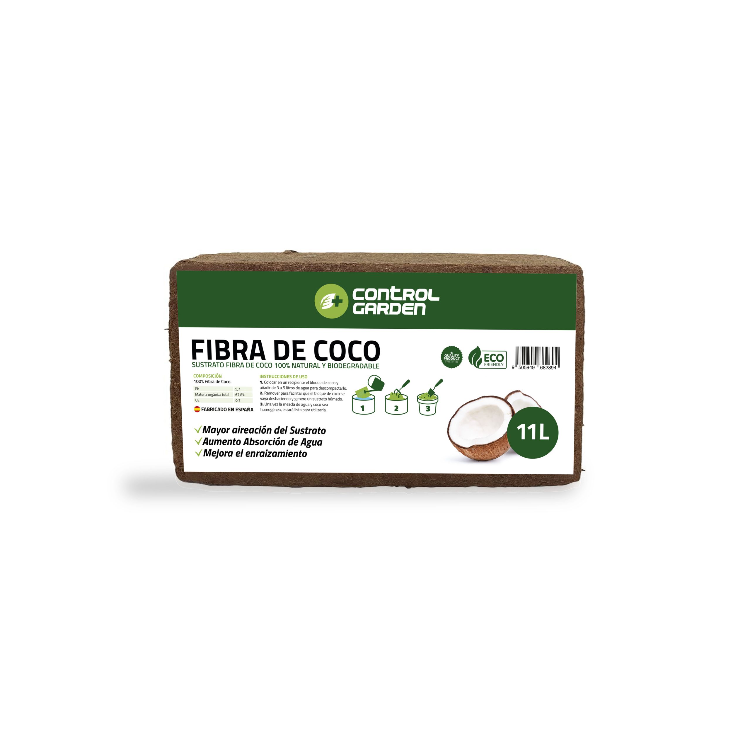 Sustrato de fibra de coco 11L 650g 100% natural para cultivos · foto 7