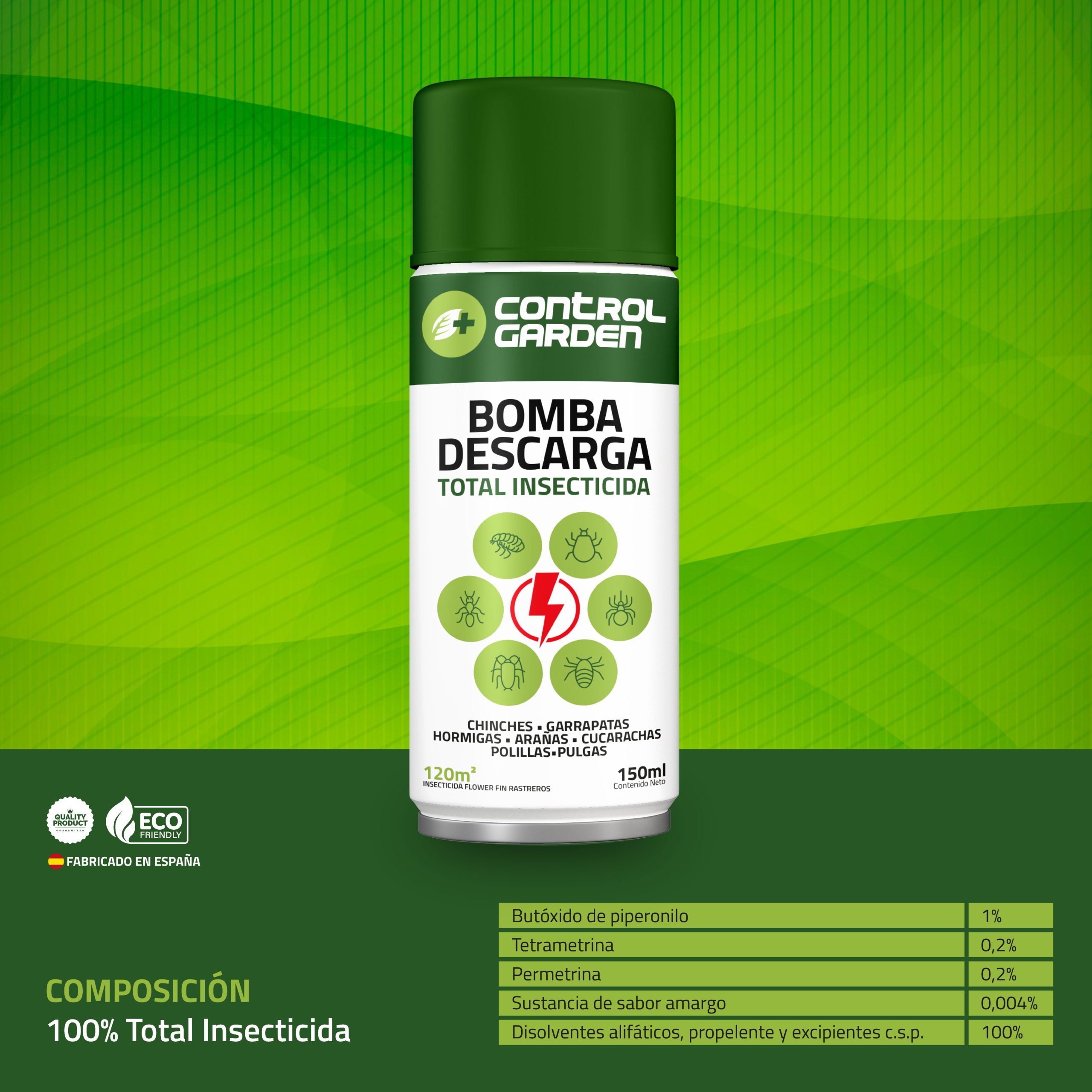 Insecticida Bomba Descarga Total de Control Garden en envase de 250 ml · foto 4
