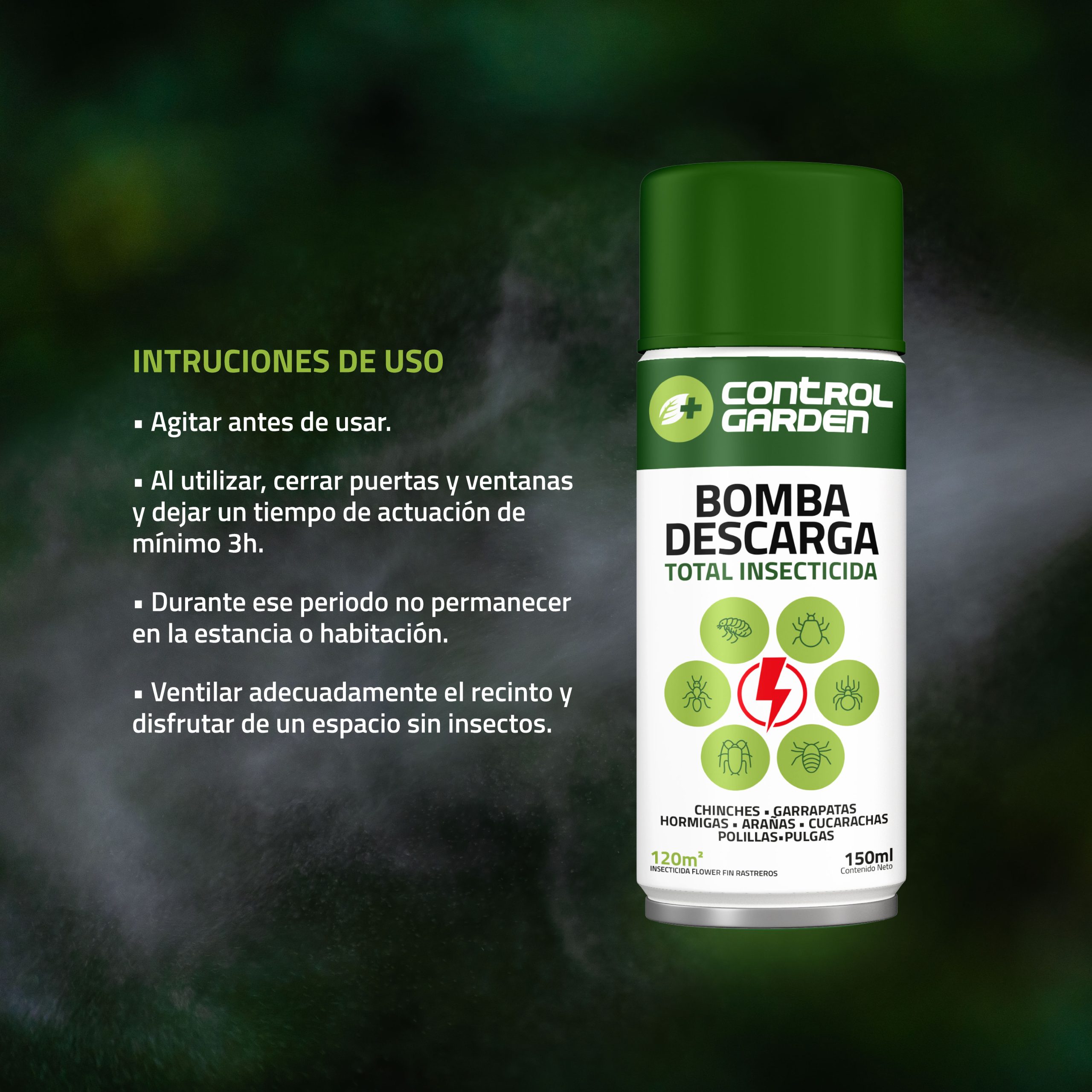 Insecticida Bomba Descarga Total de Control Garden en envase de 250 ml · foto 6
