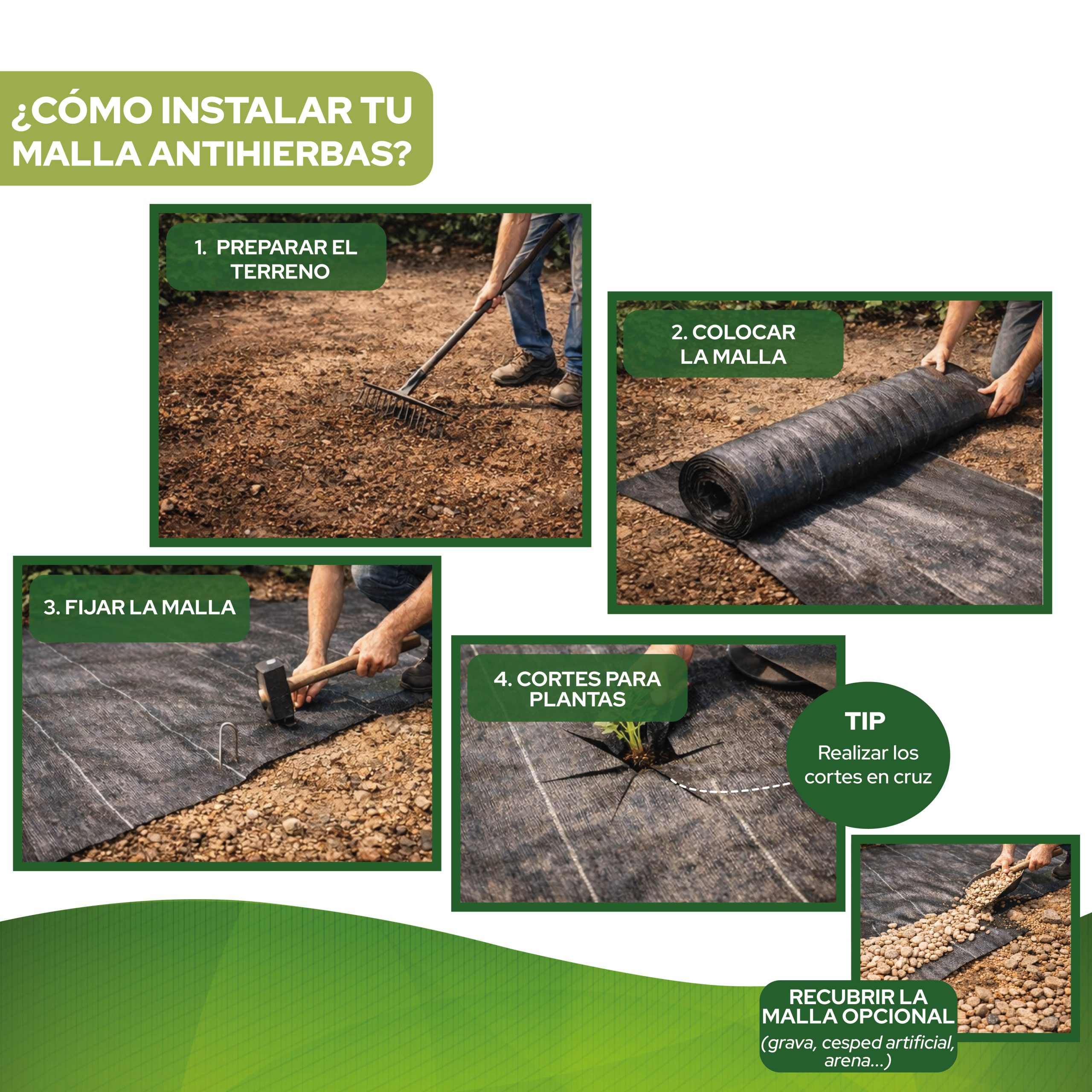 Malla Antihierbas Control Garden 1 x 10 m 105 gr/m² para jardinería ecológica · foto 7