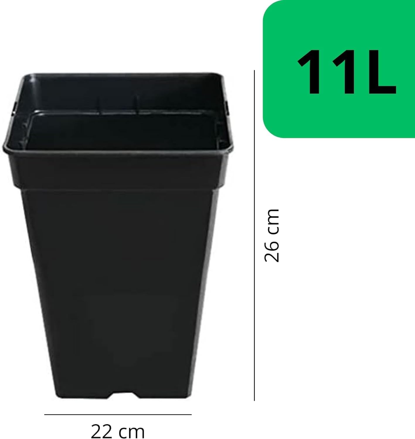 Pack de macetas de plástico de 11L, 26 cm altura x 22 cm ancho. · foto 2